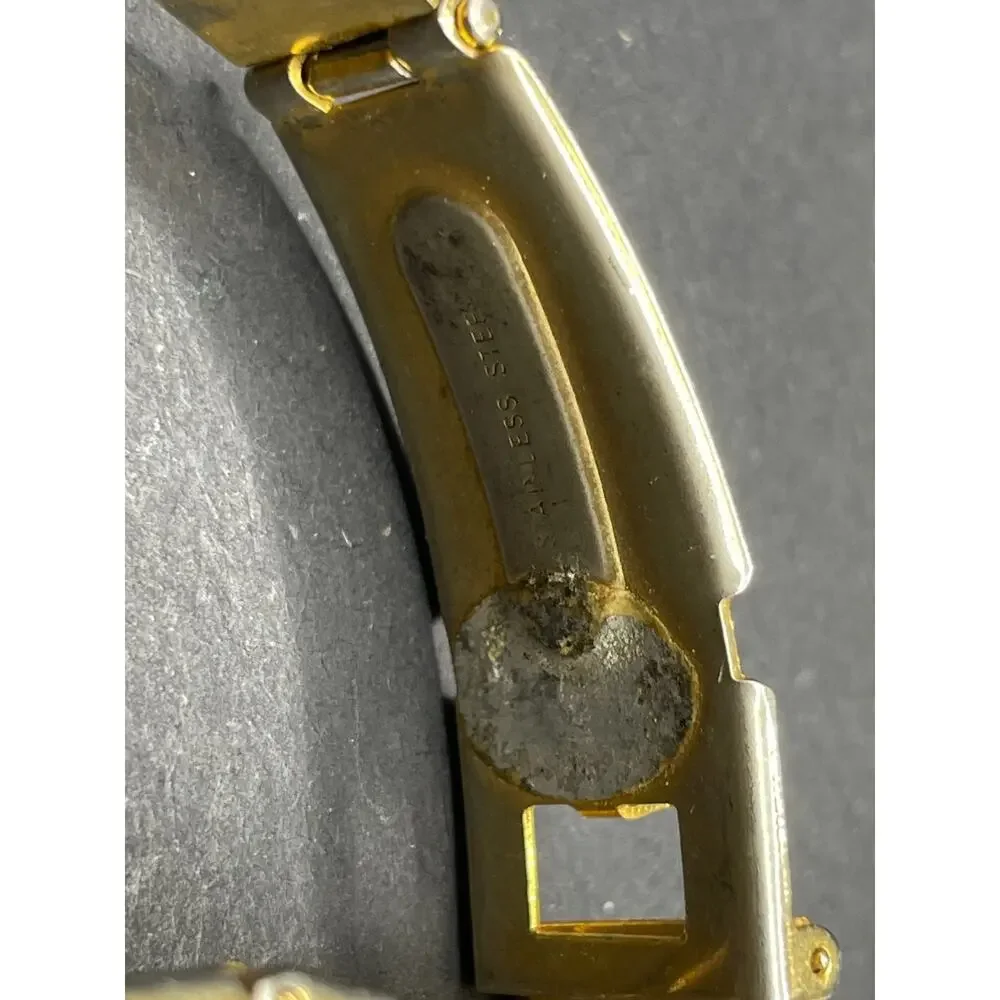 Vintage NK Ermani Quartz Men's Watch Gold Tone Black Dial 35mm Water Resistant